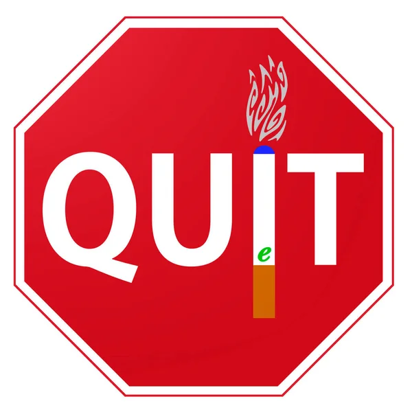 Een Rood Witte Achthoekige Stoppen Met Roken Sigaretten Teken Geïsoleerd — Stockfoto