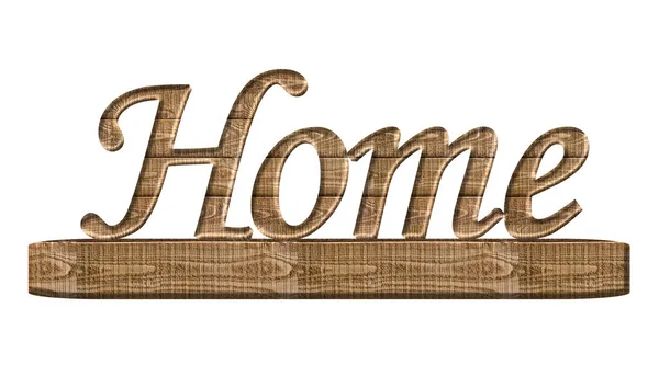 Home Word Ornament Wood Isolated White Background — Stock Photo, Image