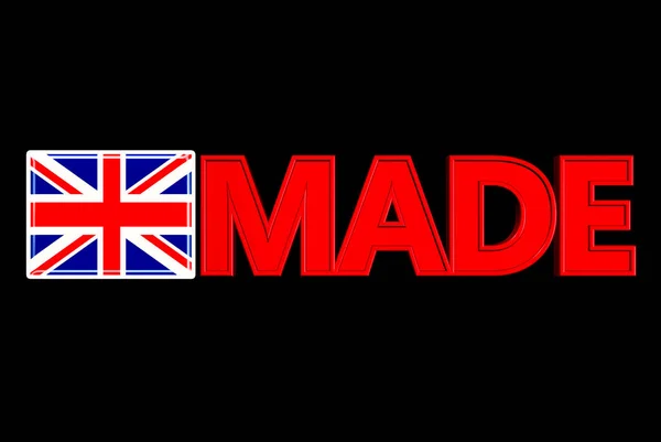 Made Britain Sign Label Incorporating Union Jack Flag Word Made — Stock Photo, Image