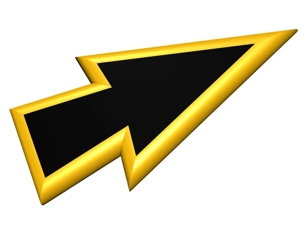 Yellow Black Arrowhead Isolated White Use Infotech Design Element — Stock Photo, Image