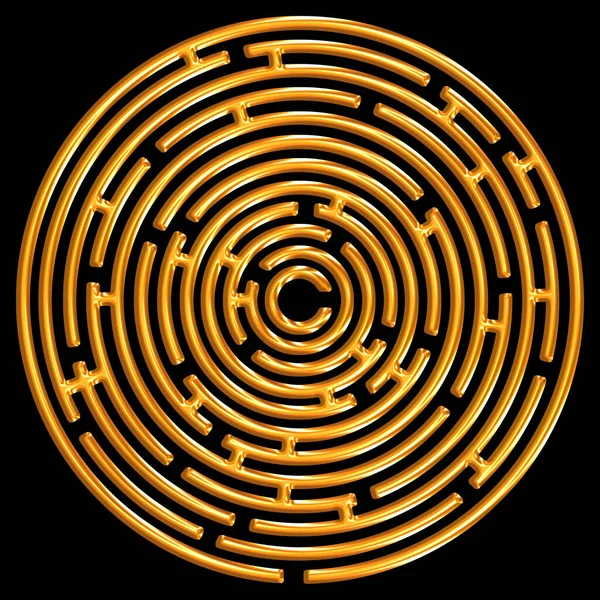 A golden maze isolated on a black background