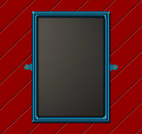 Modern Chalkboard Design Blue Fame Red Painted Wood Paneling — Stock Photo, Image