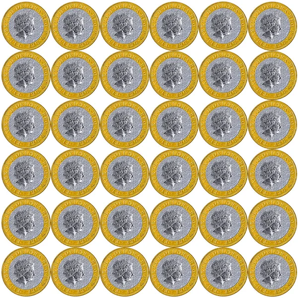 Модель Британских Двухфунтовых Монет Использования Качестве Фона — стоковое фото