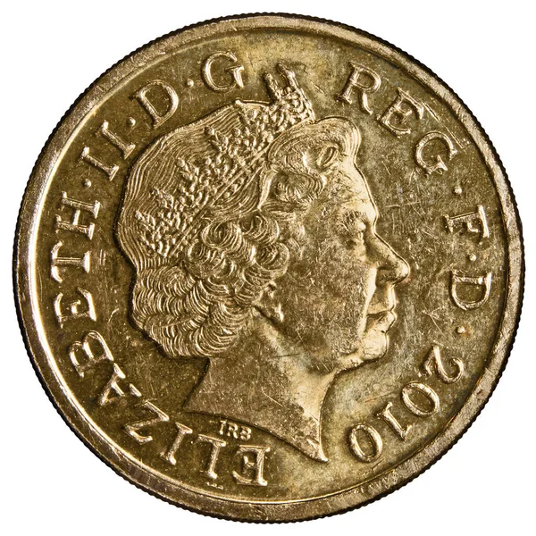 2010 tarihli bir İngiliz 1 poundluk madeni parasının ön görüntüsü.