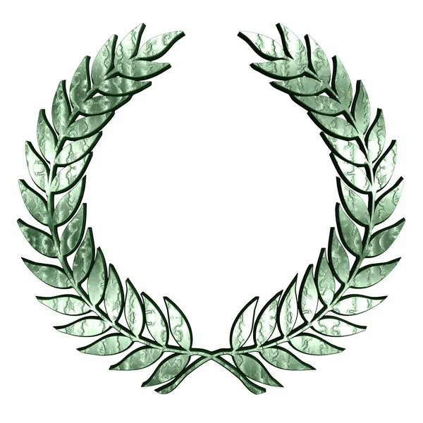 Lorbeerkranz Symbol Strukturiertem Grün Isoliert Auf Weiß — Stockfoto