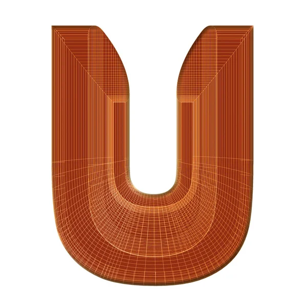 独特のワイヤーフレームデザインの茶色の文字U — ストック写真