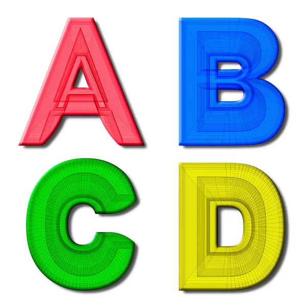 Colored Letters Distinctive Wireframe Design White — Stock Photo, Image