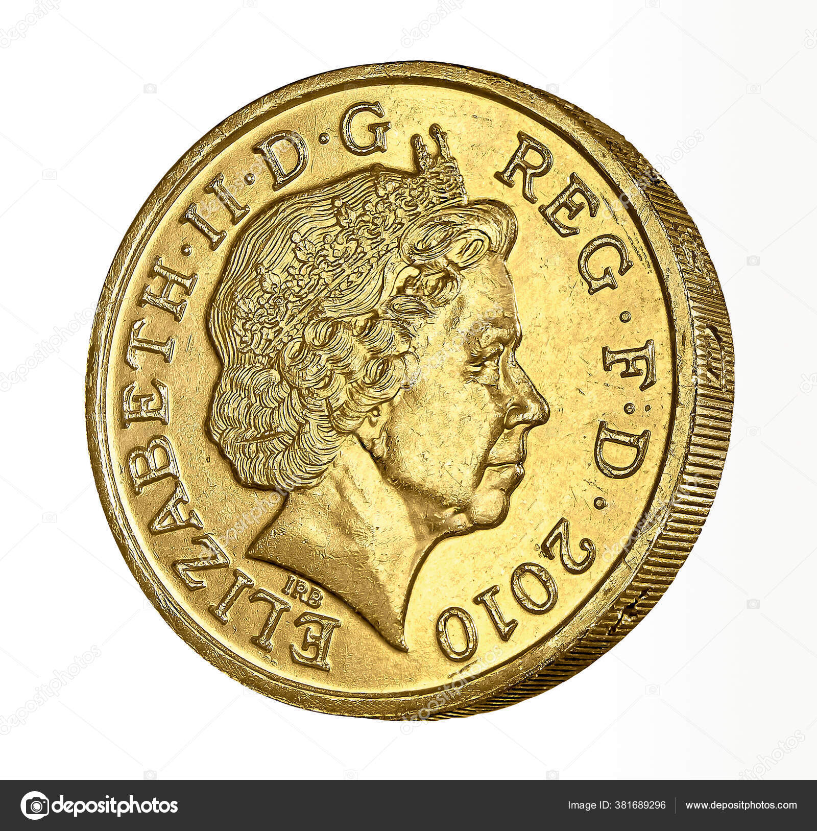 2010年英国一英镑硬币边缘的近景——图库图片© Raydar #381689296