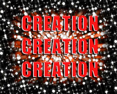 Yaradılış Yaratılış işareti Bokeh stili yıldızlı gece gökyüzü ile kırmızı.