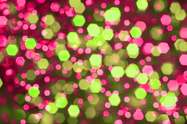 一种节庆五边形Bokeh图案 绿色和粉色阴影 用作背景 — 图库照片