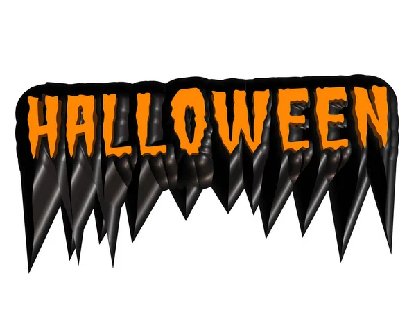 Egy Kísérteties Halloween Tábla Narancssárga Fekete Elszigetelt Fehér — Stock Fotó