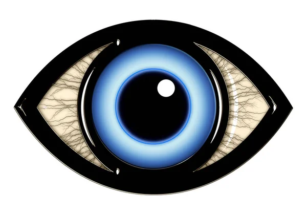 Augensymbol Mit Blauem Augapfel Isoliert Auf Weiß — Stockfoto