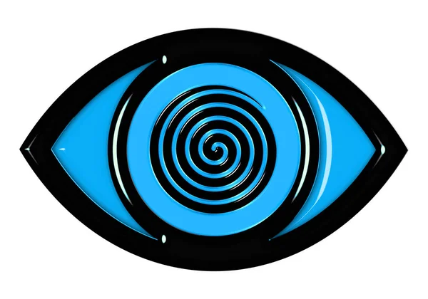 Icono Ojo Con Efecto Espiral Azul Negro Sobre Blanco — Foto de Stock