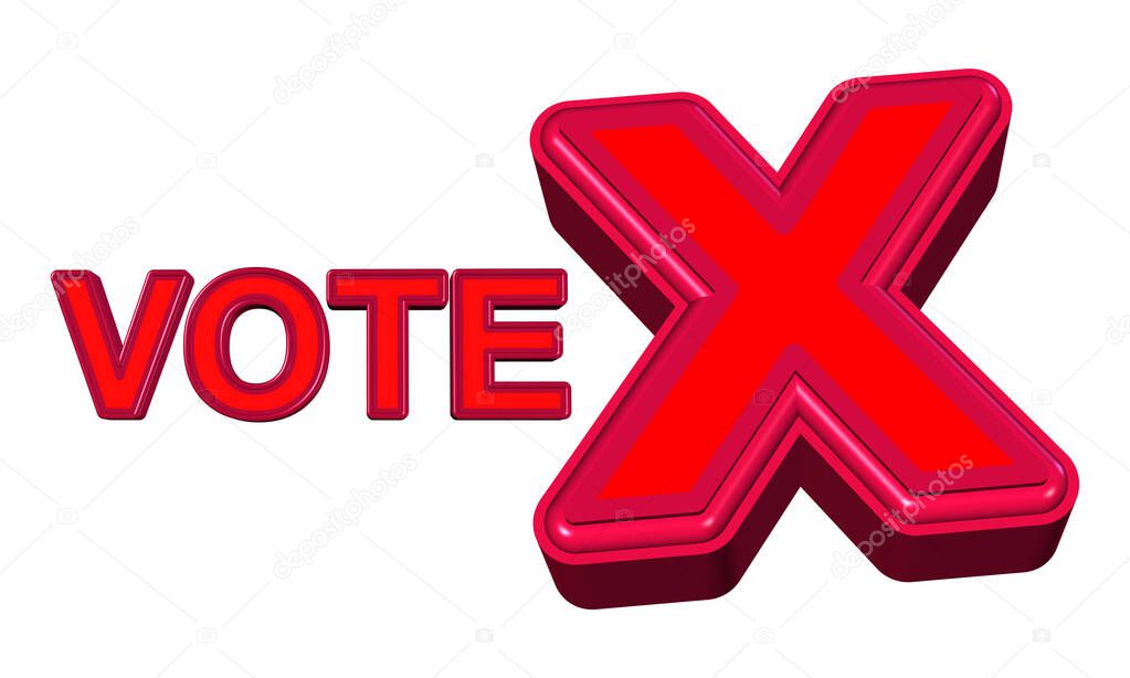 A vote X sign in red for use as a design element