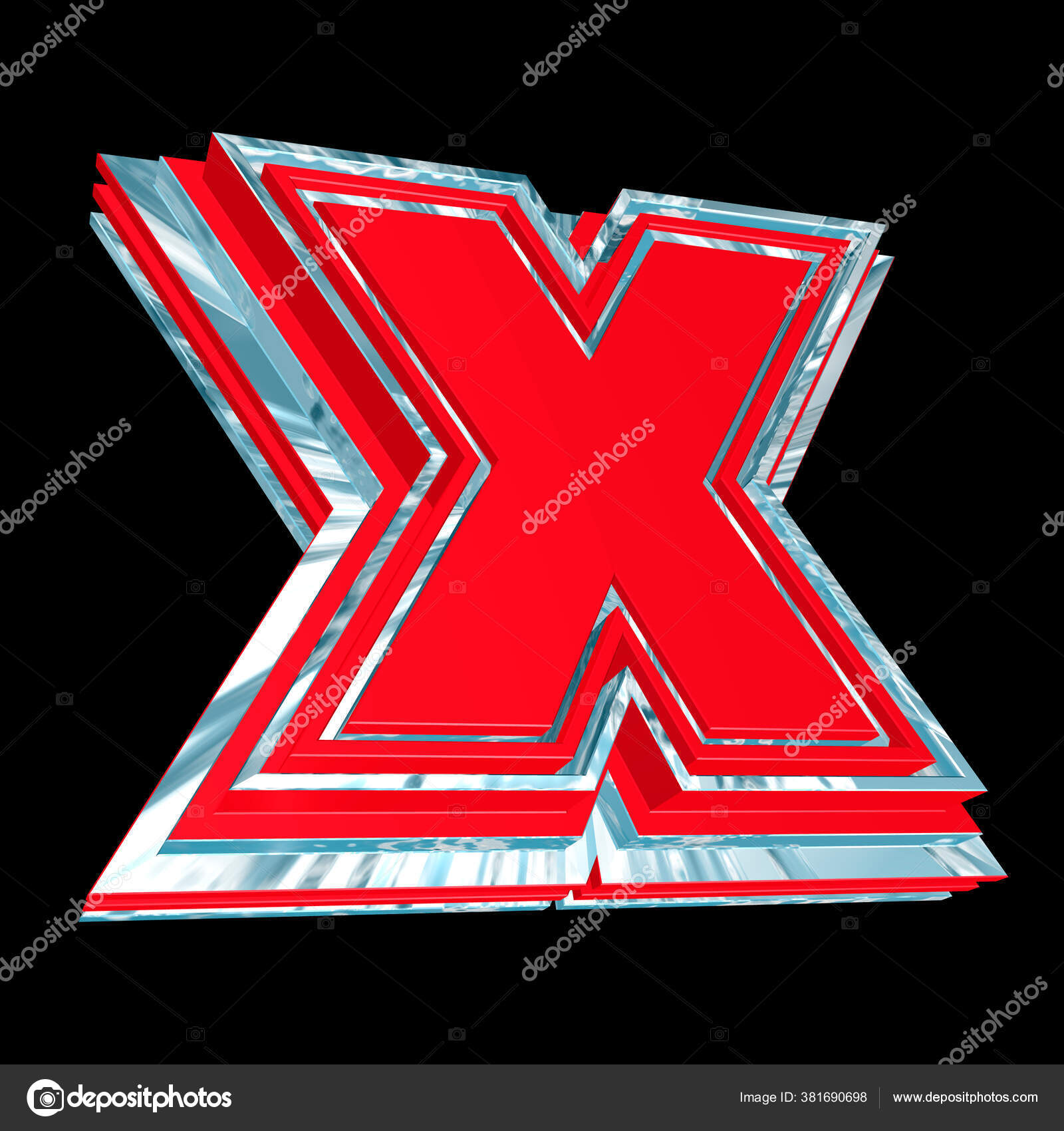 Red Letter X Black Background