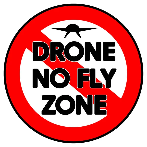 Divieto Drone Fly Zone Segno Isolato Bianco — Foto Stock