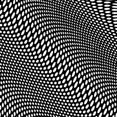 Siyah üzerine dalga etkisi olan beyaz noktaların soyut arkaplan deseni