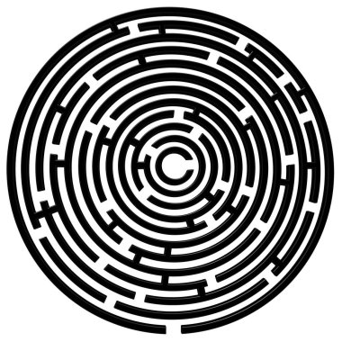 Beyaz arkaplanda siyah bir labirent.