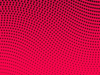 Kırmızı zemin üzerinde siyah yıldızların retro pop tarzı dalgalı arkaplan modeli