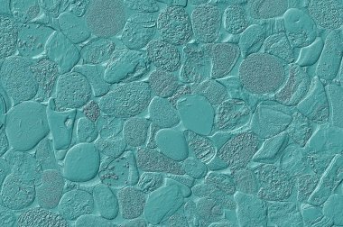 Çakıl taşı ya da taş efektli duvar ya da zemin kaplama malzemesini turkuazla kapat                            