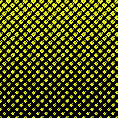 Siyah arkaplan üzerinde sarı ile kapalı asma kilitlerin soyut yarım ton deseni