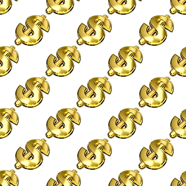 Padrão Sem Emenda Sinal Dólar Ouro Isolado Branco — Fotografia de Stock