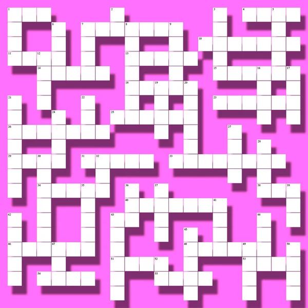 Pembe ve beyaz bir bulmaca şablonu. Üzerinde 3B efekt ve ipucu numaraları var.