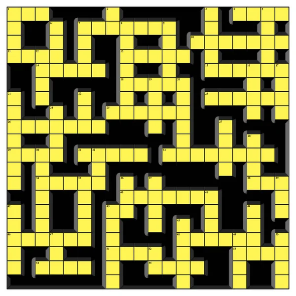 Eine Leere Gelb Schwarze Kreuzworträtsel Vorlage Effekt Mit Hinweisnummern — Stockfoto