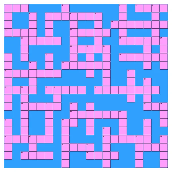 Eine Leere Kreuzworträtsel Vorlage Rosa Und Blau Mit Hinweisnummern — Stockfoto