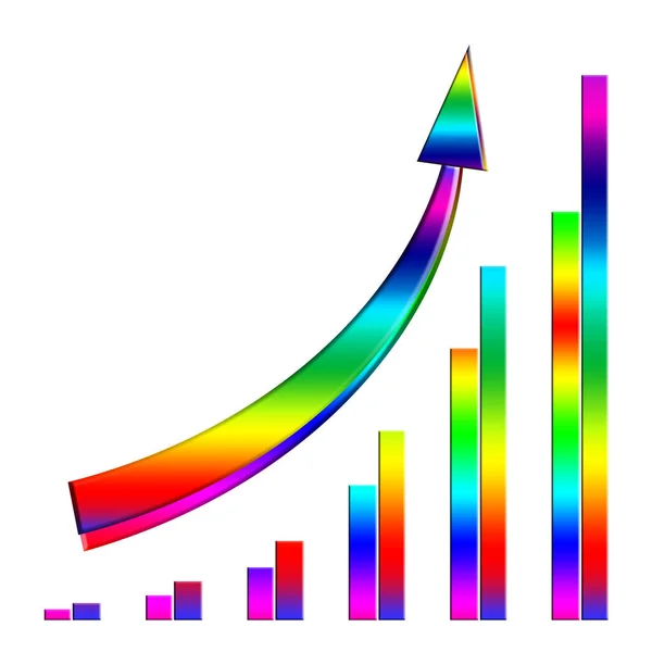 トレンド矢印付きカラフルなビジネスパフォーマンスチャートアイコン — ストック写真