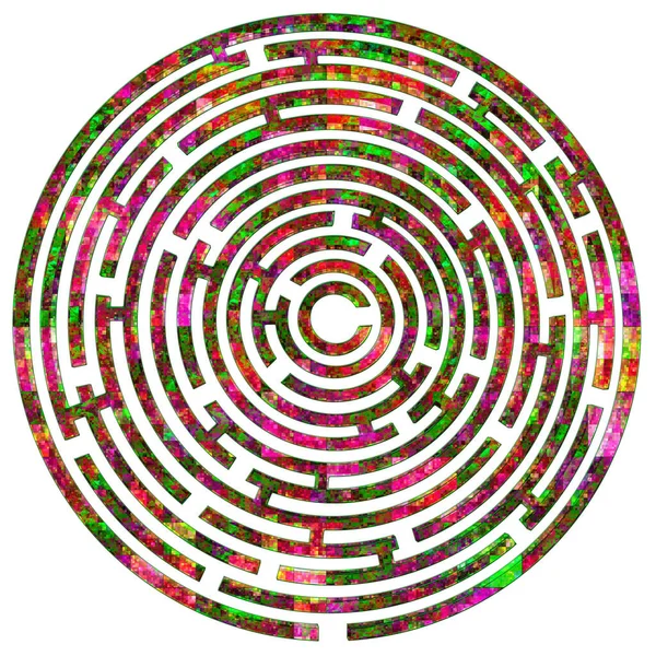 Лабиринт Разноцветным Мозаичным Рисунком Белом Фоне — стоковое фото
