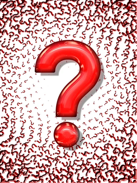 Birden fazla soru işareti olan parlak kırmızı bir soru işareti 