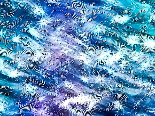 Dalgalanan suya çarpık dalgalanmalar ve yıldız yansımaları.