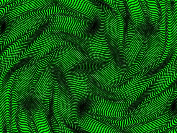 绿色流动和折叠形式的半色调摘要 — 图库照片