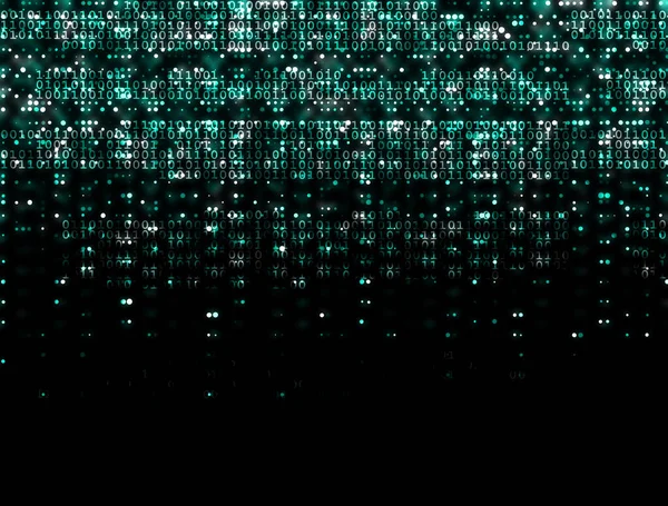 黒で緑色のカスケードデータストリームの抽象 — ストック写真