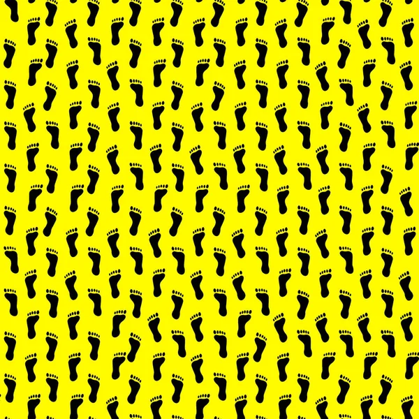 Padrão Abstrato Pegadas Pretas Fundo Amarelo — Fotografia de Stock