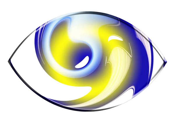 Elemento Design Ícone Olho Abstrato Azul Amarelo Branco Isolado Branco — Fotografia de Stock