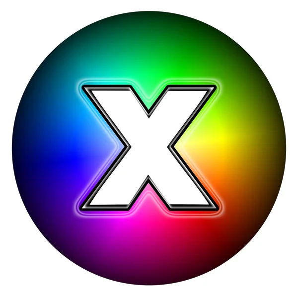 用白色X和跨党派彩色背景隔离的按钮式投票X符号 — 图库照片