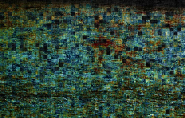 Een Groen Blauw Abstract Patroon Van Tegels Blokken Een Grungy — Stockfoto