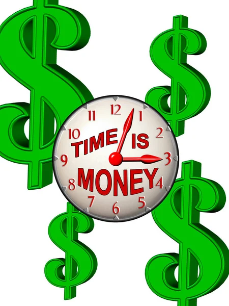 Clock Face Design Business Time Money Text Pound Dollar Sign — Stock Photo, Image