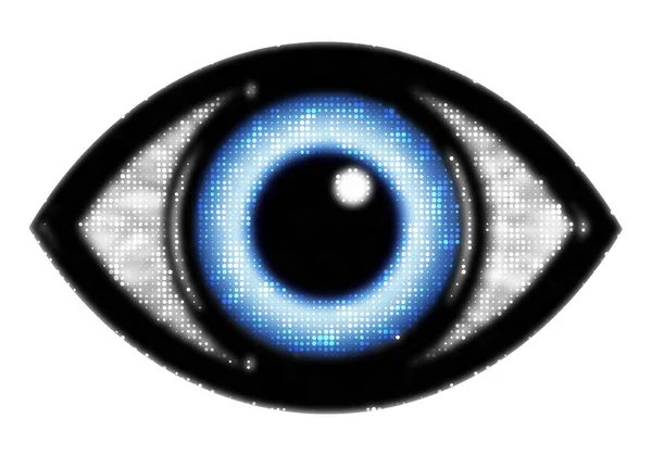 Eye Icon Blue Eyeball Halftone Effect Isolated White — Stock Photo, Image