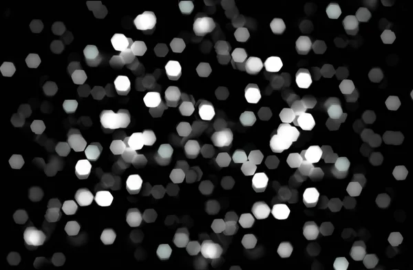 Flutuante Design Bokeh Inverno Festivo Pentagonal Tons Preto Branco Para — Fotografia de Stock