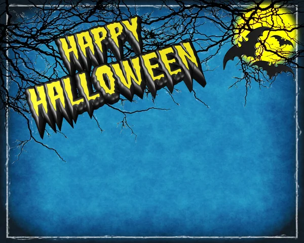 Ein Gruseliges Halloween Kartendesign Mit Happy Halloween Text Mit Fledermäusen — Stockfoto