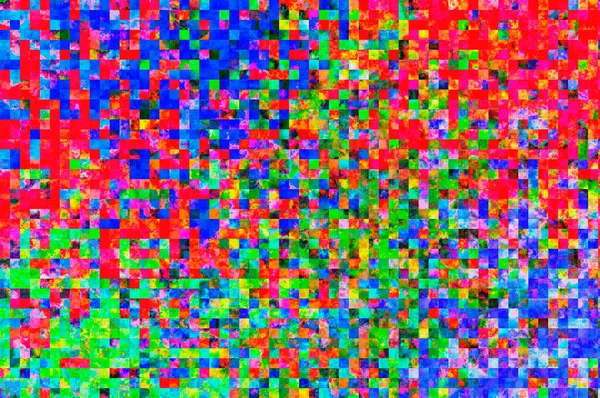 Motif Abstrait Mosaïque Urbaine Carrés Multicolores Sur Toile — Photo