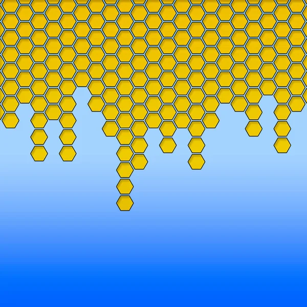 Patrón Abstracto Panal Abeja Hexagonal Amarillo Sobre Fondo Azul — Foto de Stock