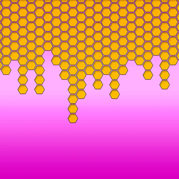 Оранжевый Шестиугольник Медовый Сотовый Абстрактный Рисунок Розовом Фоне — стоковое фото