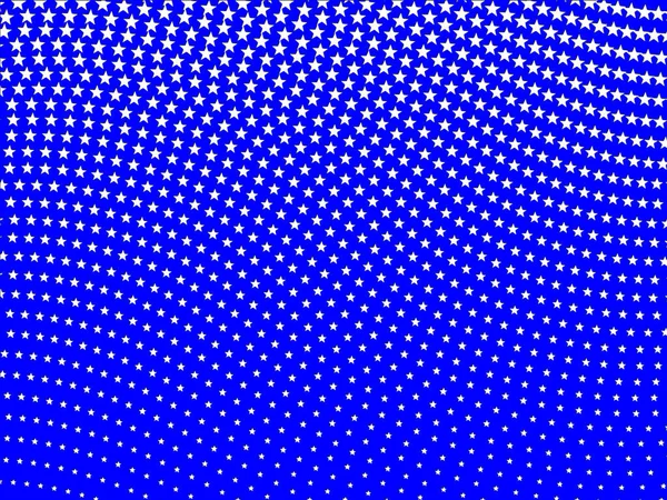 青い背景に白い星のレトロなポップスタイルの波状のハーフトーンの背景パターン — ストック写真