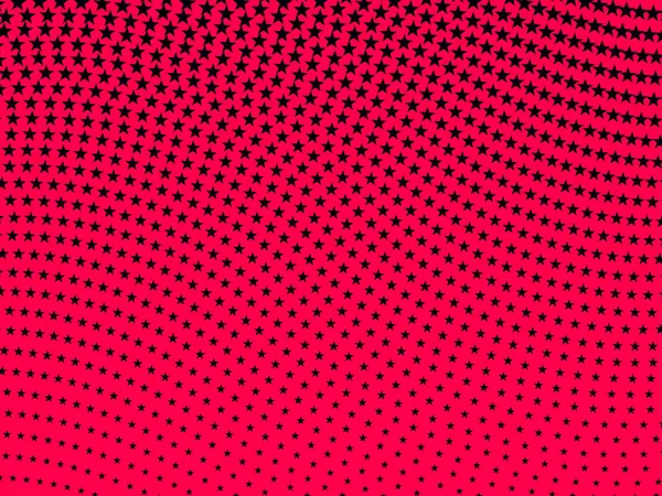 Ретро Поп Стиль Хвилястий Напівтоновий Візерунок Чорних Зірок Червоному Тлі — стокове фото