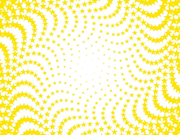 Beyaz arka planda spot ışığı gradyanı olan sarı renkli küçük yıldızların soyut bir yarım ton deseni.
