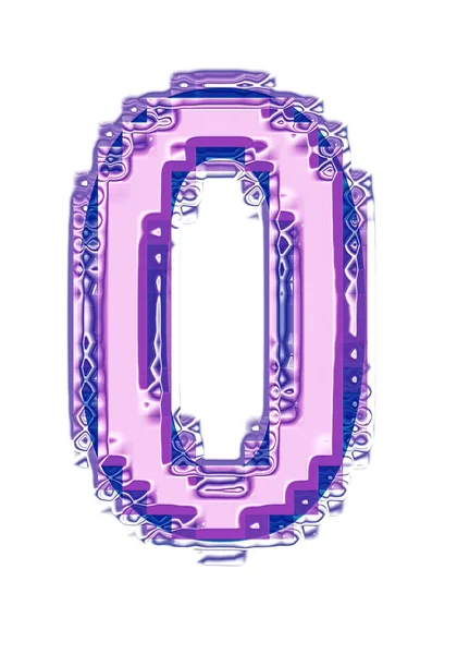 Beautiful Bejeweled Number Symbol Pink Blue Isolated White Background — Stock Photo, Image